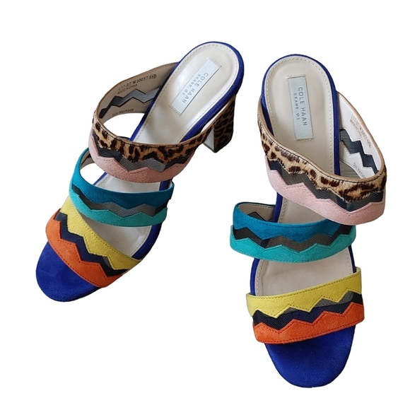 Cole Haan Emilia Real Fur Calf Hair Slip On Heels - Picture 2 of 14